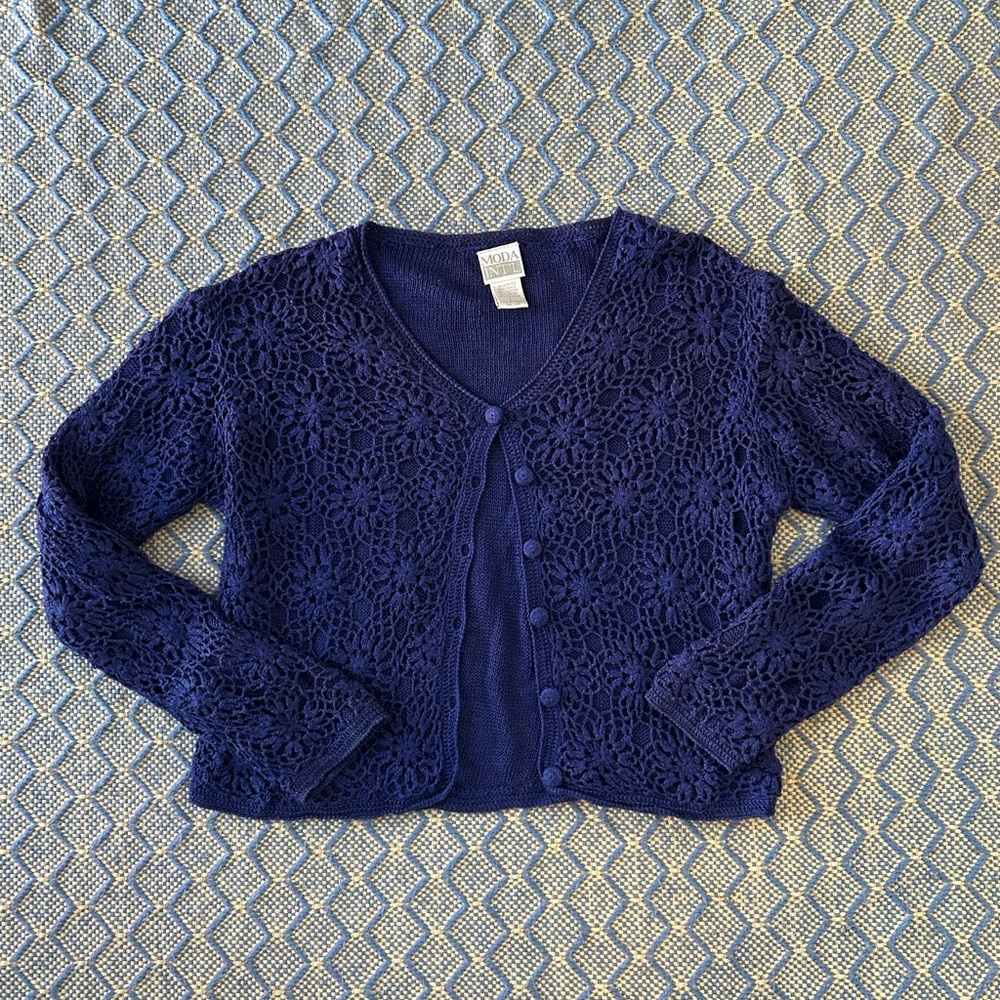*SOLD* Vintage Purple Crochet Cardigan